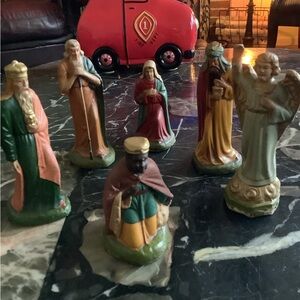 Vintage 6 piece porcelain replacement nativity scene figurines made in Germany